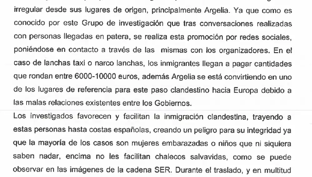 El informe policial sobre la inmigración en Argelia