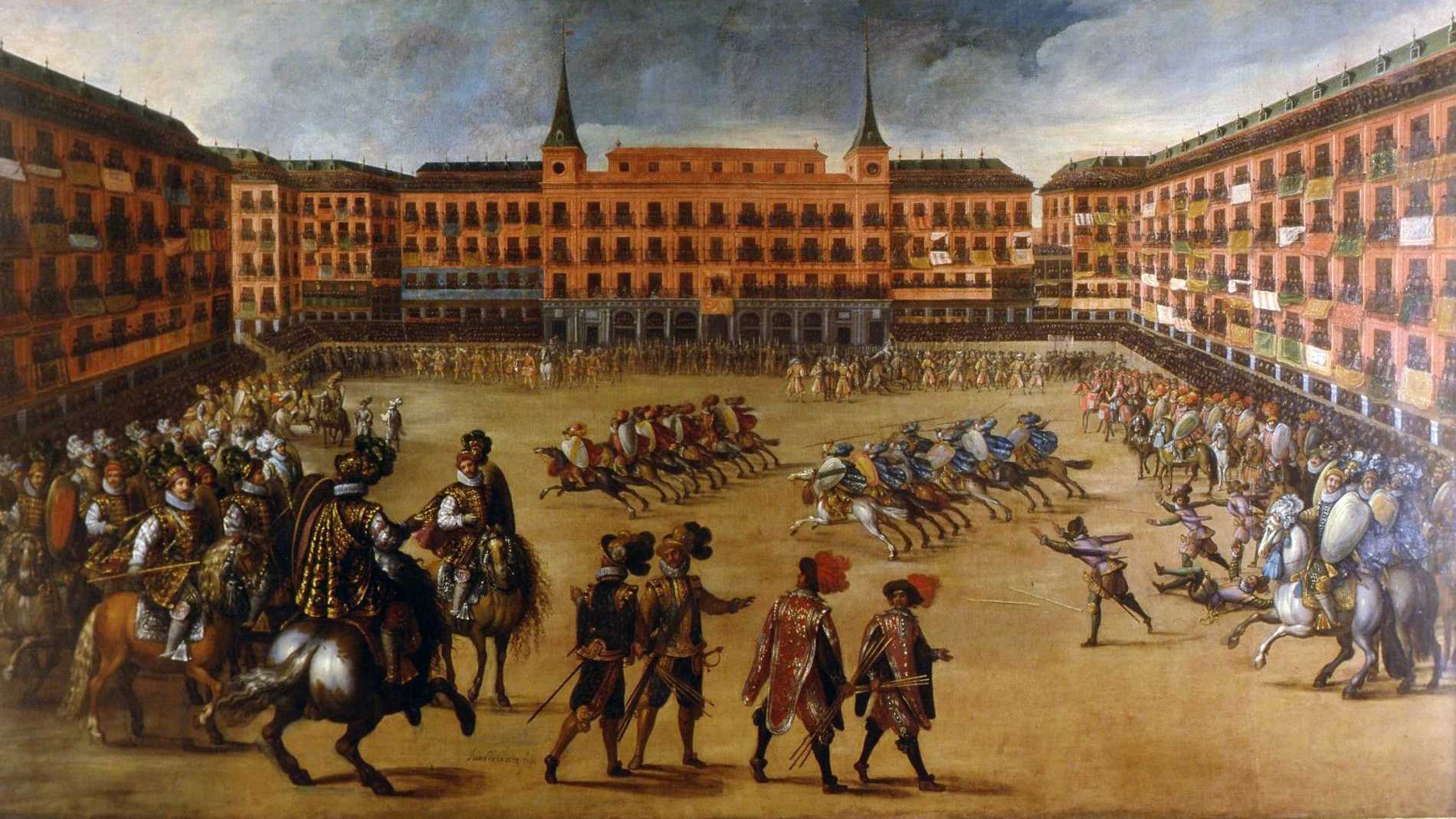 Juegos de cañas en la Plaza Mayor