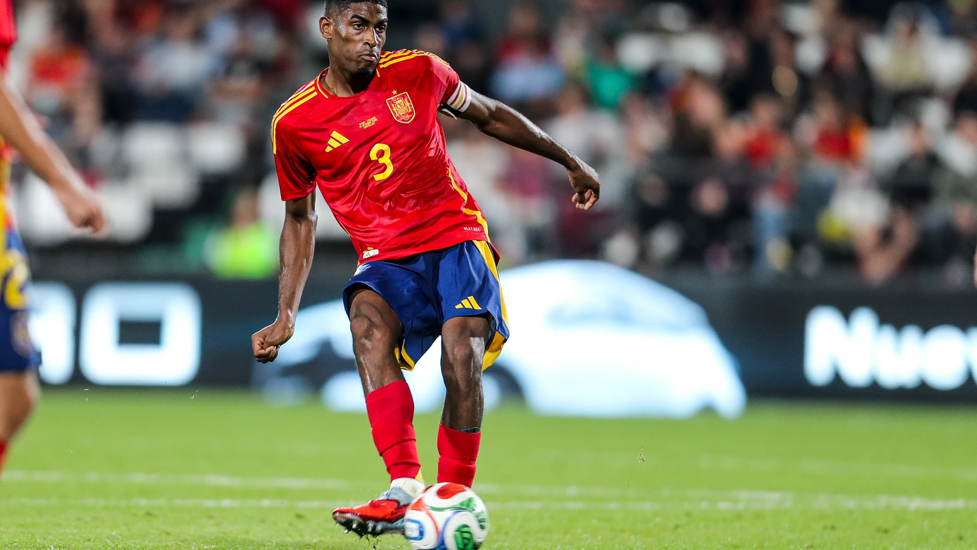 Cristhian Mosquera of Spain Sub-21 in action during the UEFA EURO U-21 qualitication, Group A, football match played between Spain U21 and Finland U21 at Skify Castalia stadium on October 14, 2025, in Castellon, Spain. AFP7 14/10/2025 ONLY FOR USE IN SPAIN