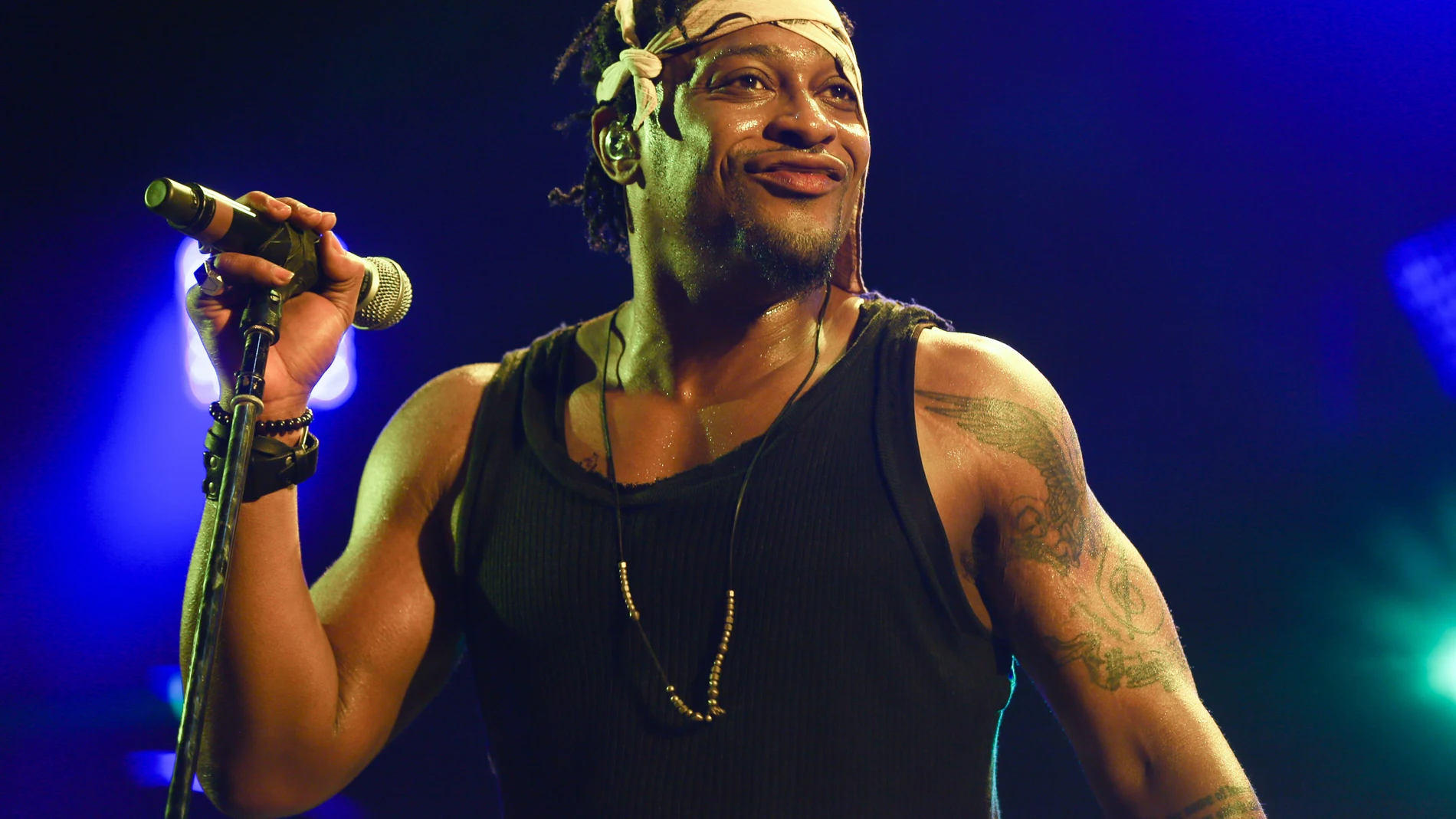 FILE - D'Angelo performs during FYF Fest in Los Angeles on Aug. 23, 2015. (Photo by Rich Fury/Invision/AP, File)