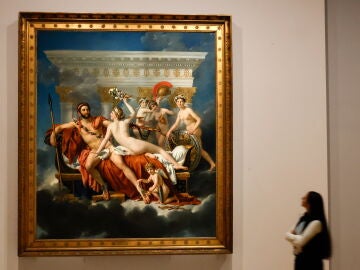 Paris (France), 14/10/2025.- The artwork entitled 'Mars desarme par Venus' (Mars Being Disarmed by Venus) by French painter Jacques-Louis David is on display at the 'Jacques-Louis David' exhibition at the Louvre Museum in Paris, France, 14 October 2025. The exhibition runs from 15 October 2025 to 26 January 2026. (Francia) EFE/EPA/MOHAMMED BADRA 