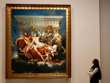Jacques-Louis David exhibition at the Louvre in Paris Paris (France), 14/10/2025.- The artwork entitled 'Mars desarme par Venus' (Mars Being Disarmed by Venus) by French painter Jacques-Louis David is on display at the 'Jacques-Louis David' exhibition at the Louvre Museum in Paris, France, 14 October 2025. The exhibition runs from 15 October 2025 to 26 January 2026. (Francia) EFE/EPA/MOHAMMED BADRA
