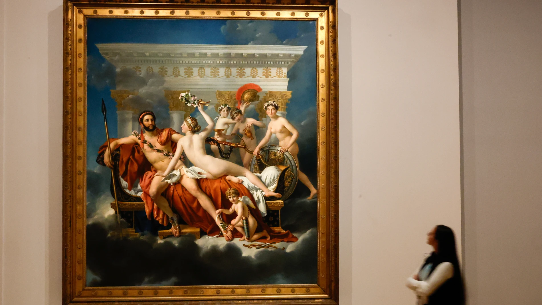 Paris (France), 14/10/2025.- The artwork entitled 'Mars desarme par Venus' (Mars Being Disarmed by Venus) by French painter Jacques-Louis David is on display at the 'Jacques-Louis David' exhibition at the Louvre Museum in Paris, France, 14 October 2025. The exhibition runs from 15 October 2025 to 26 January 2026. (Francia) EFE/EPA/MOHAMMED BADRA
