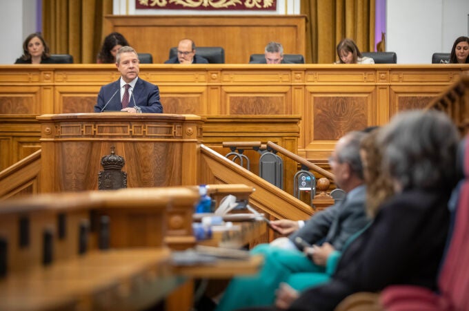 El presidente de Castilla-La Mancha, Emiliano García-Page, durante el Estado de la Región