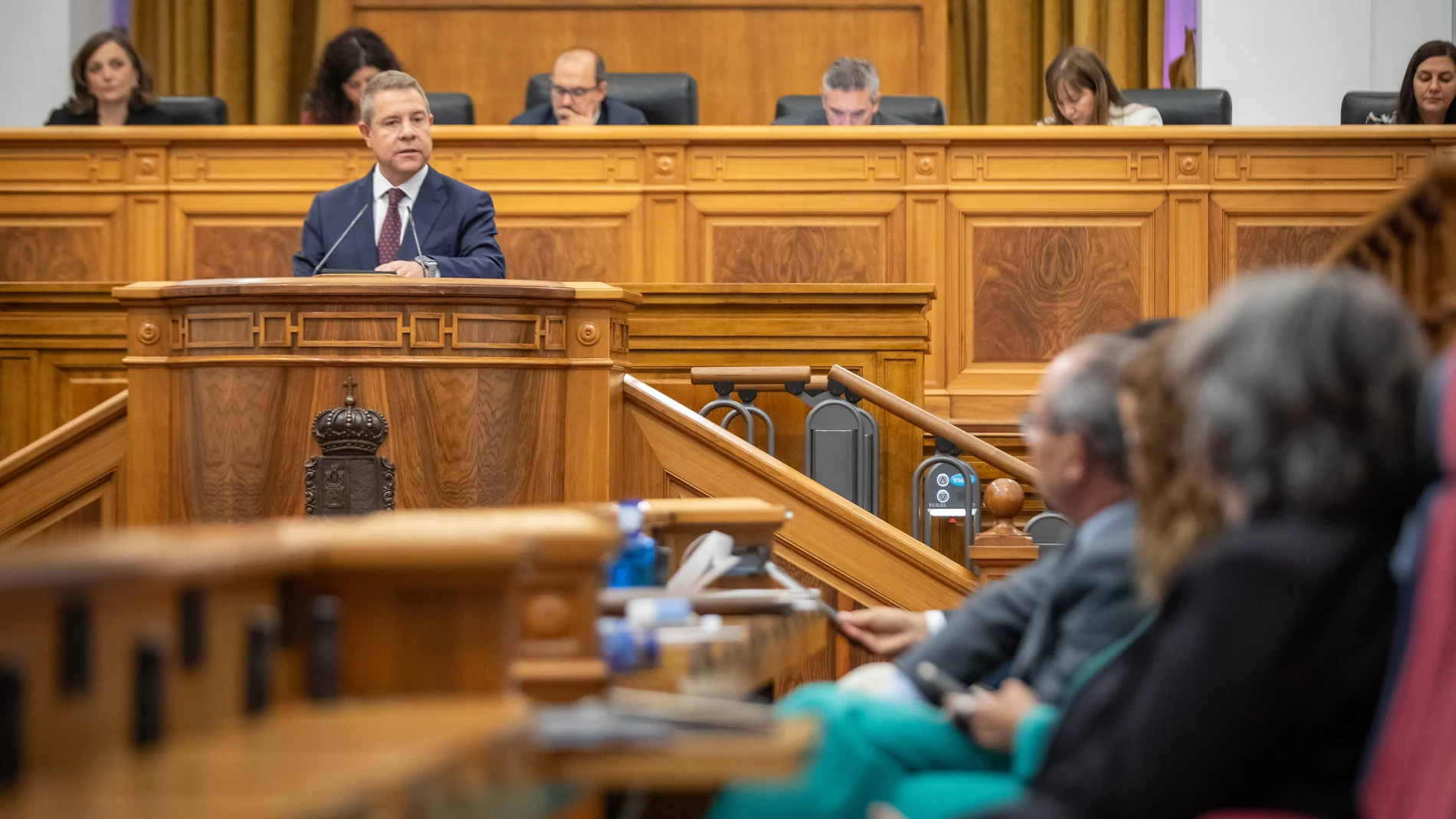 El presidente de Castilla-La Mancha, Emiliano García-Page, durante el Estado de la Región
