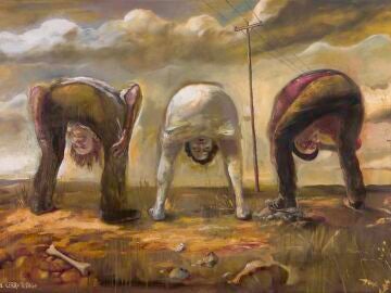 "Acciones en el Cerro Testigo", una pintura de Serzo con Benjamín Palencia, Maruja Mallo y Alberto Sánchez