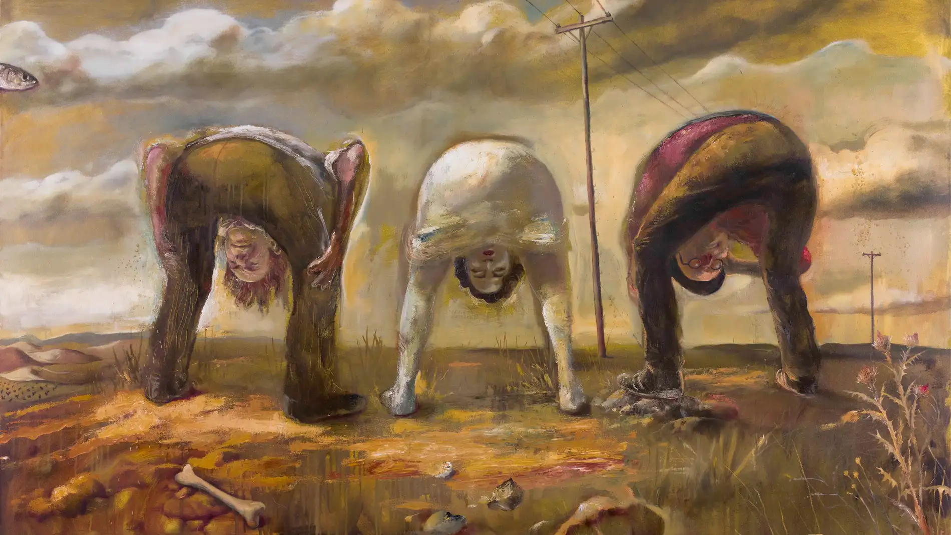 "Acciones en el Cerro Testigo", una pintura de Serzo con Benjamín Palencia, Maruja Mallo y Alberto Sánchez