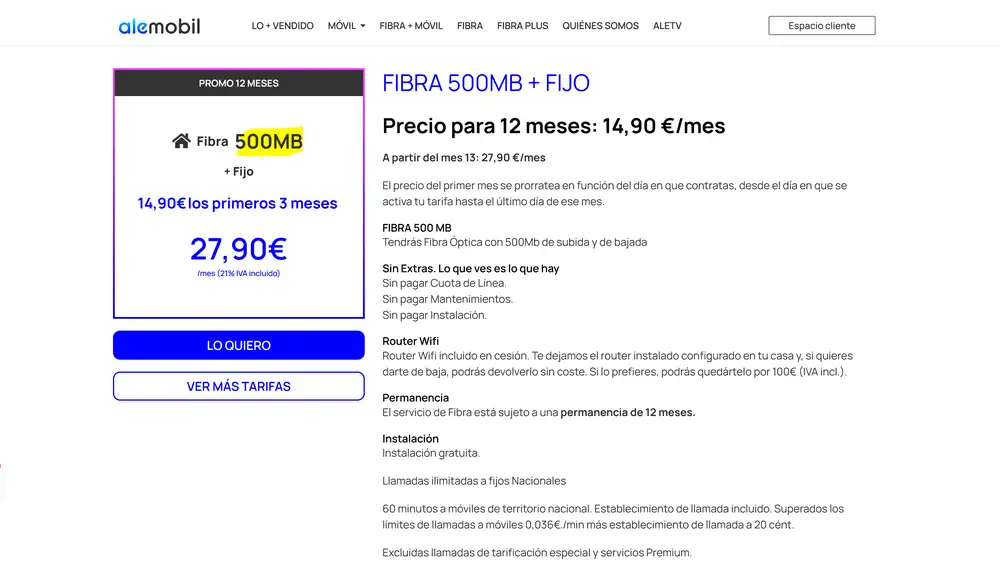 La oferta en la web de Kelisto