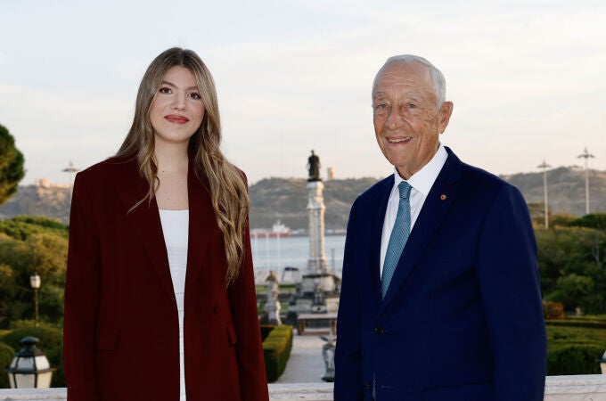 La infanta Sofía y el presidente de Portugal, Marcelo Rebelo de Sousa