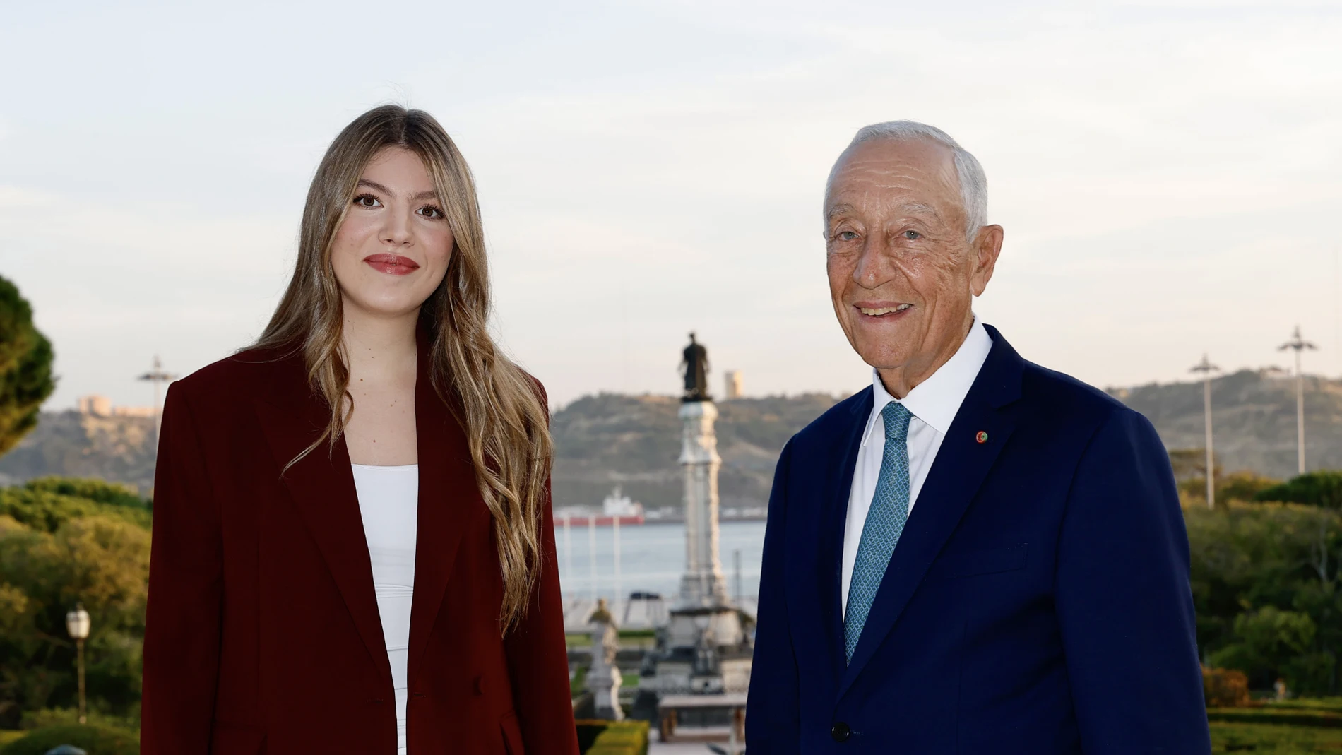 La infanta Sofía y el presidente de Portugal, Marcelo Rebelo de Sousa