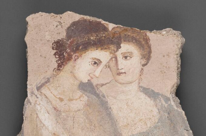 Fresco romano del siglo I, con dos mujeres representadas