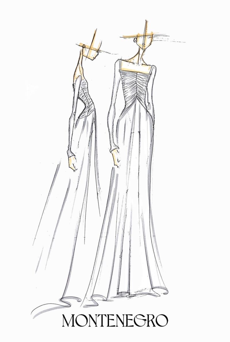 El boceto de vestido de novia de Blanca Llandres.