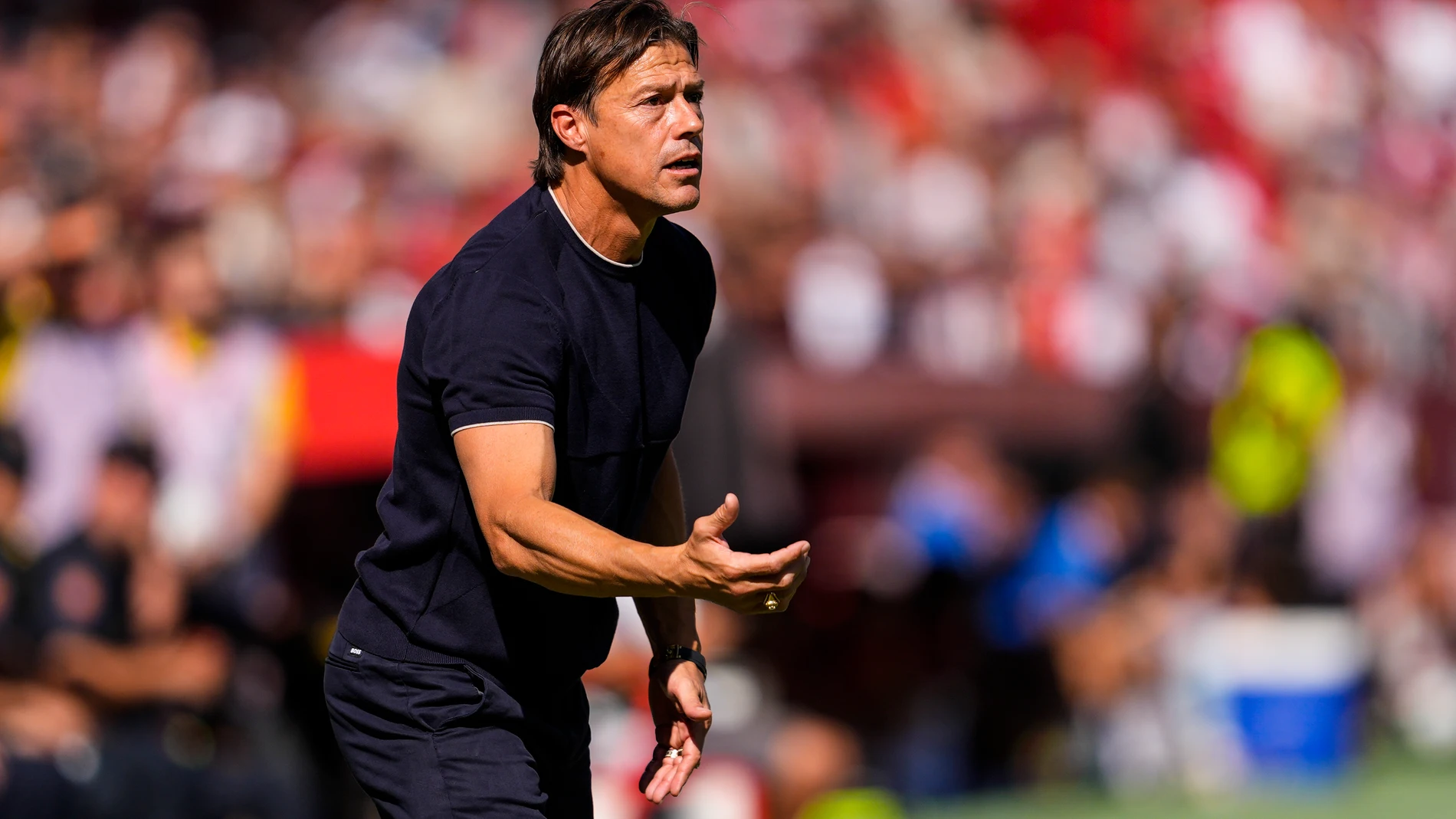 Matias Almeyda, head coach of Sevilla FC, gestures during the Spanish league, LaLiga EA Sports, football match played between Sevilla FC and RCD Mallorca at Ramon Sanchez-Pizjuan stadium on October 18, 2025, in Sevilla, Spain. AFP7 18/10/2025 ONLY FOR USE IN SPAIN