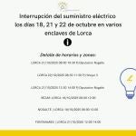MURCIA.-Cortan el suministro eléctrico este sábado y la próxima semana en varios enclaves de Lorca