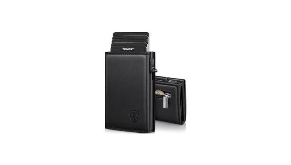 TENBST Cartera Tarjetero Hombre RFID con cierre magnético