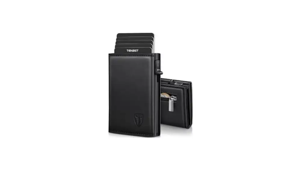 TENBST Cartera Tarjetero Hombre RFID con cierre magnético
