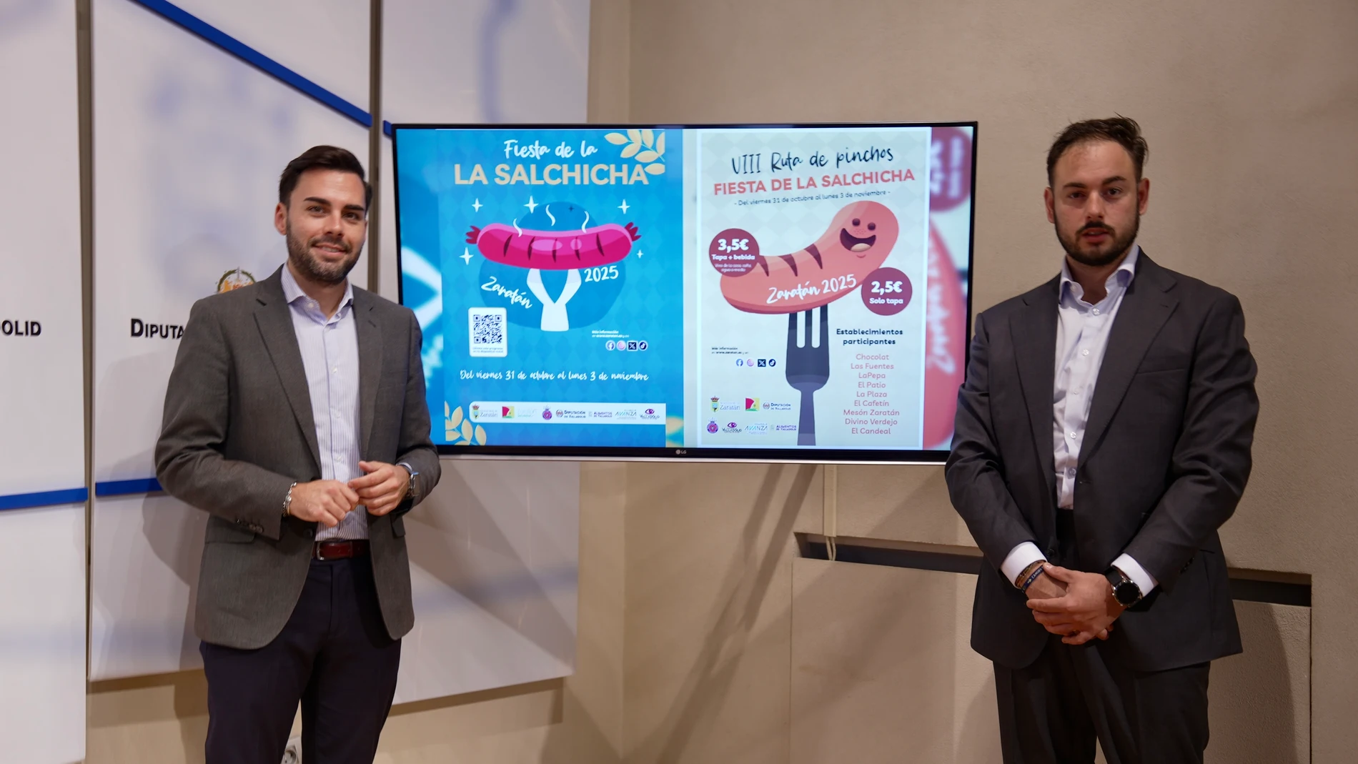 El alcalde de Zaratán y diputado provincial, Roberto Migallón, presenta la Fiesta de la Salchicha junto al concejal Adrián Martín
