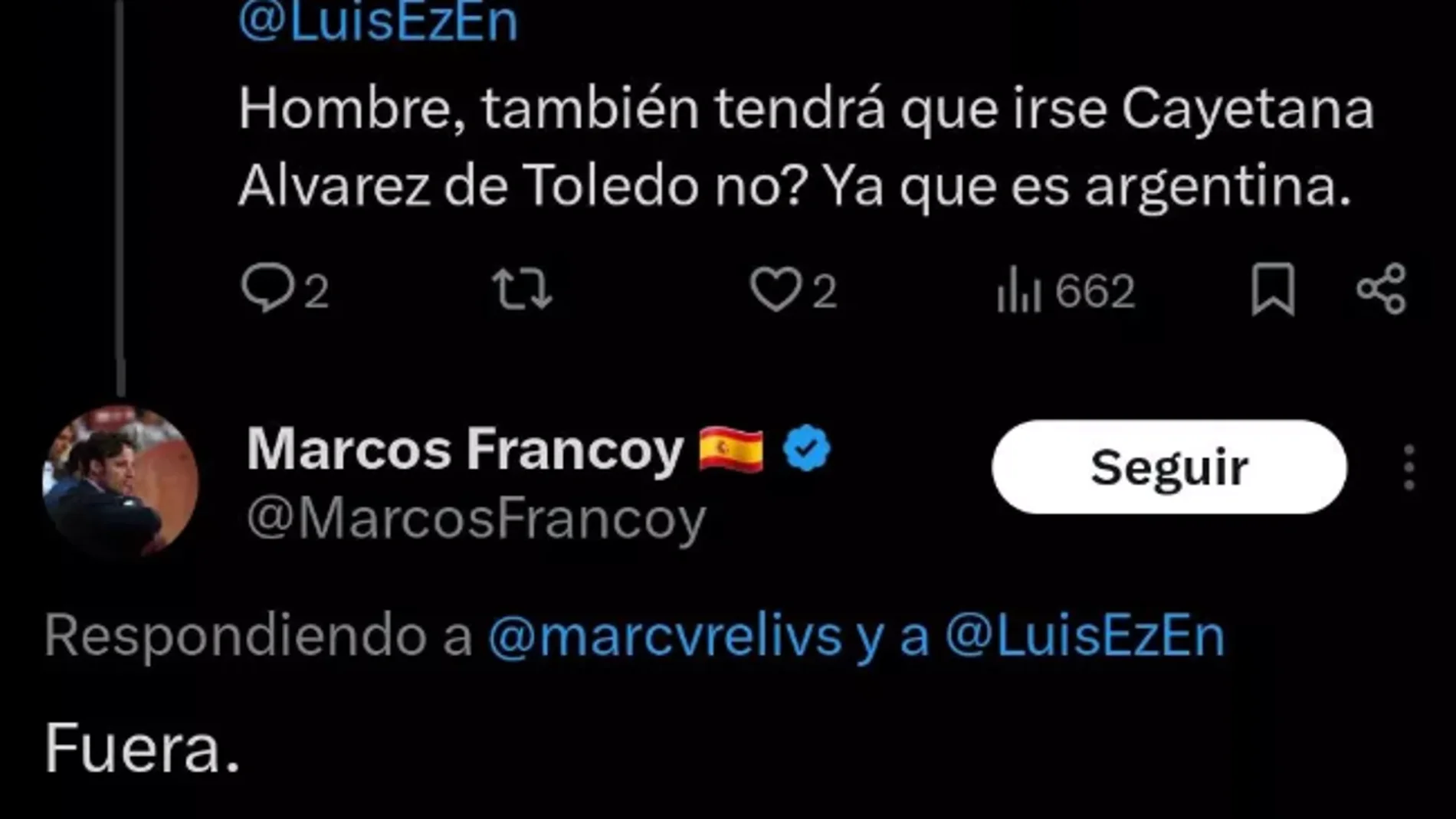 Post de Marcos Francoy en 'X'