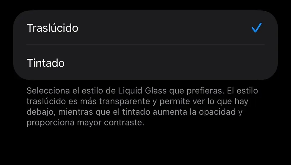 Nuevos ajustes para cambiar la intensidad de Liquid Glass