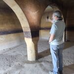 Imagen del aljibe renacentista que ha aparecido en las obras de restauración del baluarte de Santa Ana del Castillo de Santa Bárbara