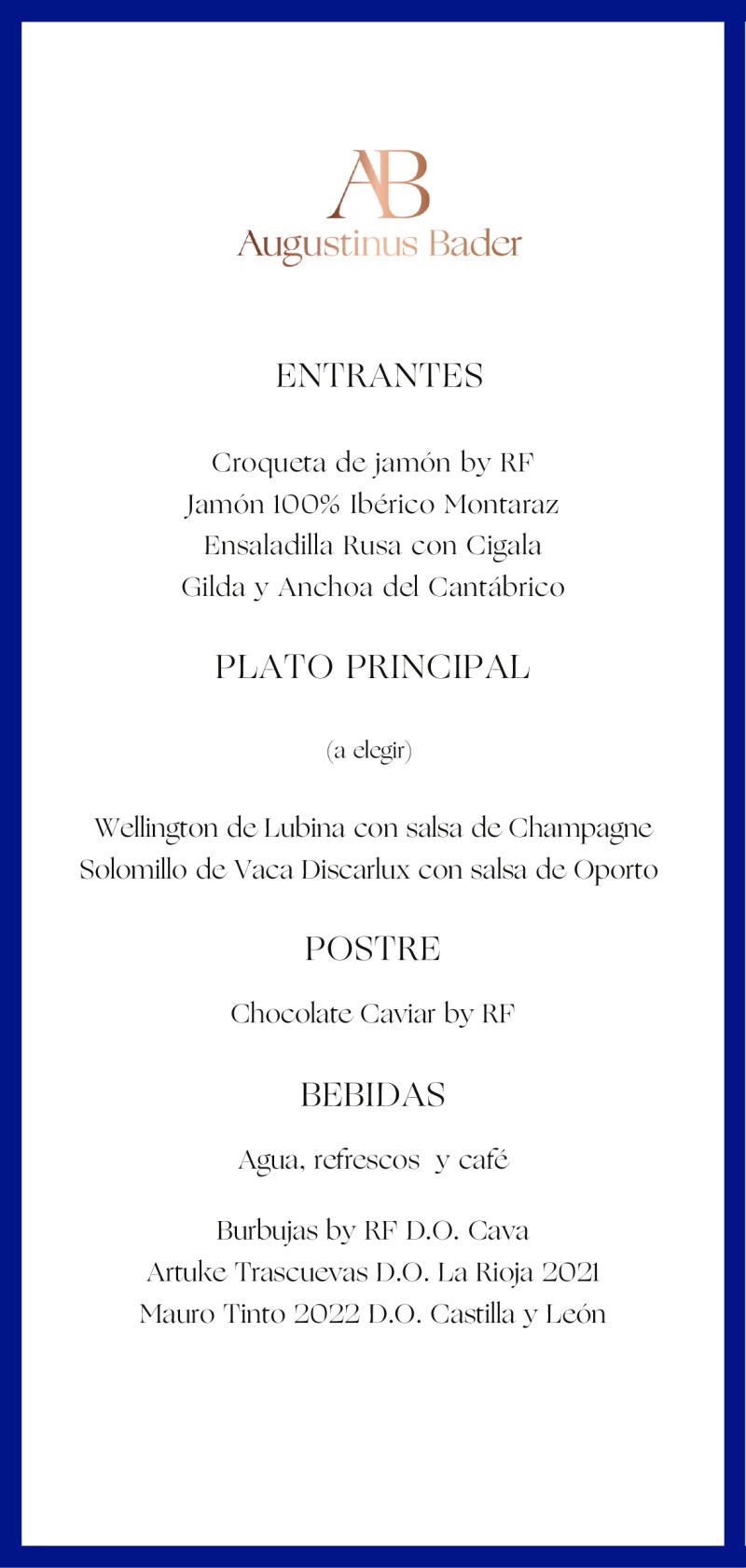 Detalle del menú que degustaron los invitados