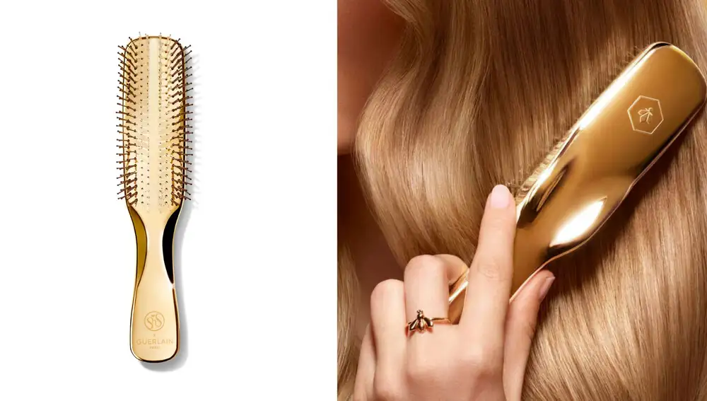 Cepillo Abeille Royale de Guerlain con acabo dorado e inspirado en la técnica japonesa del shiatsu (150€)