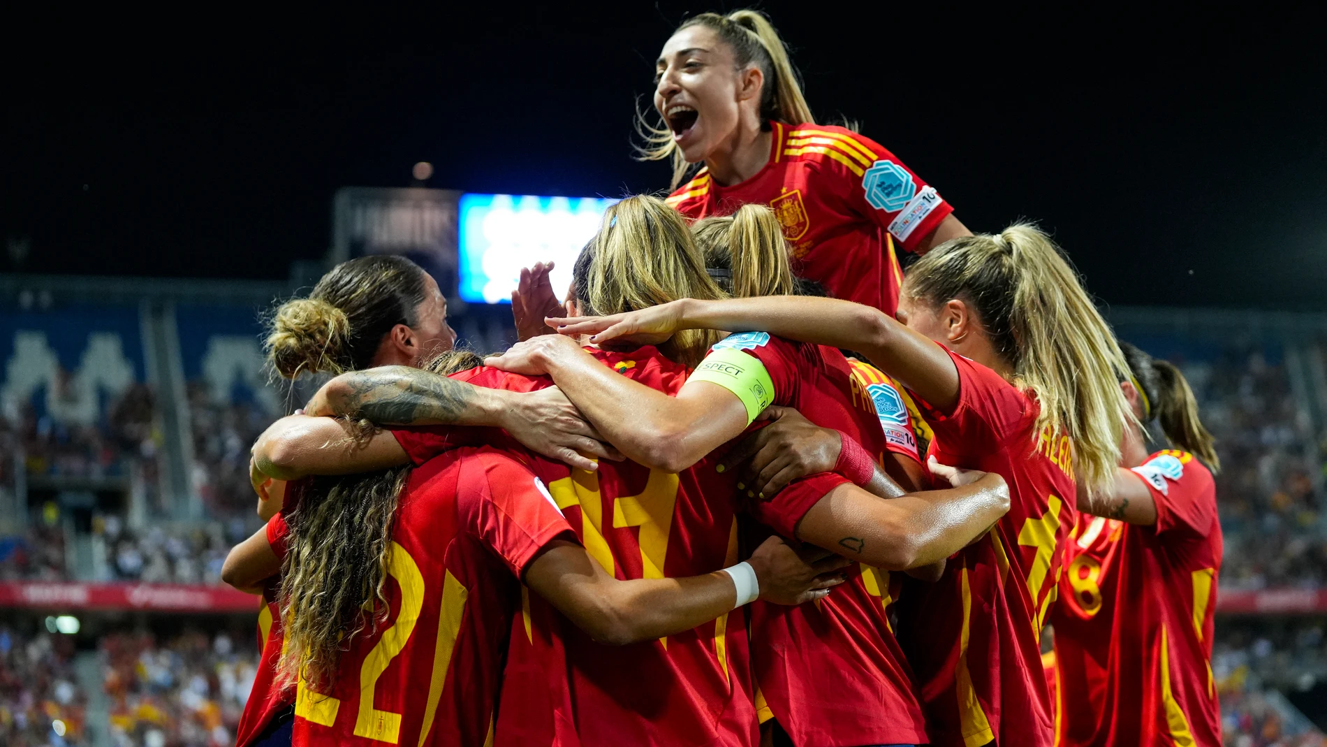 Alexia Putellas of Spain celebrates a goal during the UEFA Women's Nations League 2025 Semi-Final first leg match between Spain and Sweden at La Rosaleda Stadium on October 24, 2025 in Malaga, Spain AFP7 24/10/2025 ONLY FOR USE IN SPAIN