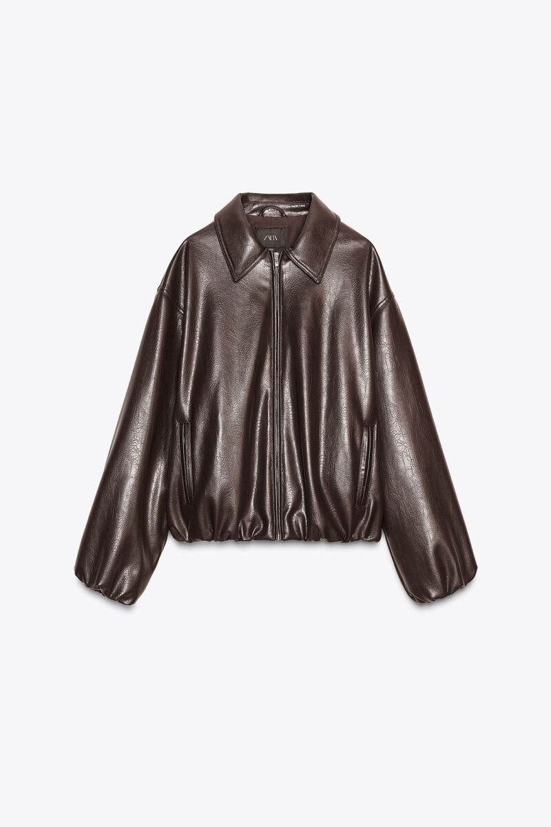 Chaqueta bomber efecto piel.