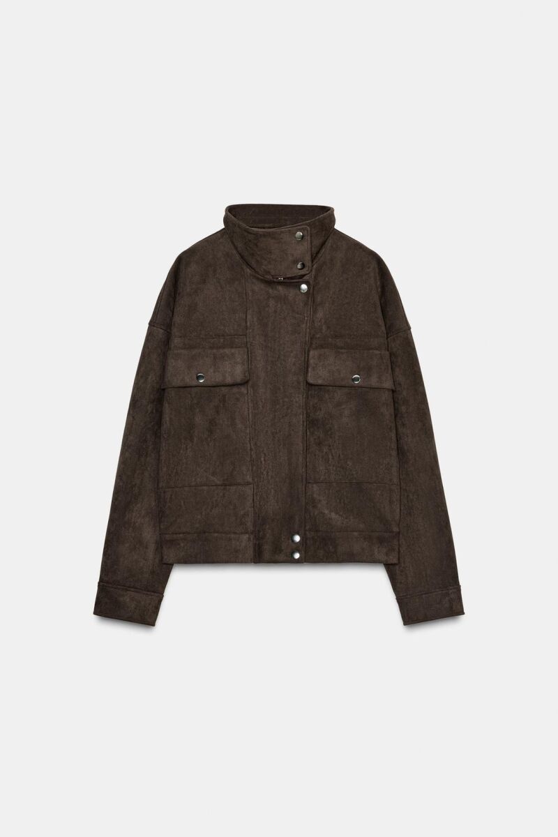 Bomber oversize efecto ante.