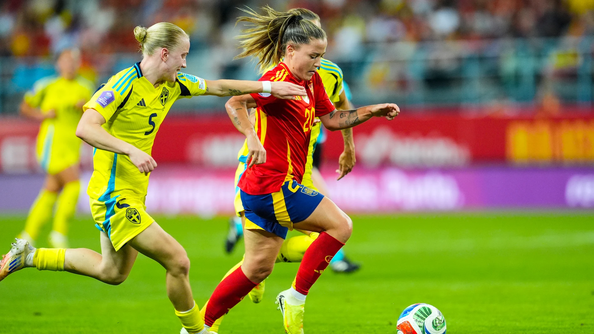 Claudia Pina of Spain in action during the UEFA Women's Nations League 2025 Semi-Final first leg match between Spain and Sweden at La Rosaleda Stadium on October 24, 2025 in Malaga, Spain AFP7 24/10/2025 ONLY FOR USE IN SPAIN
