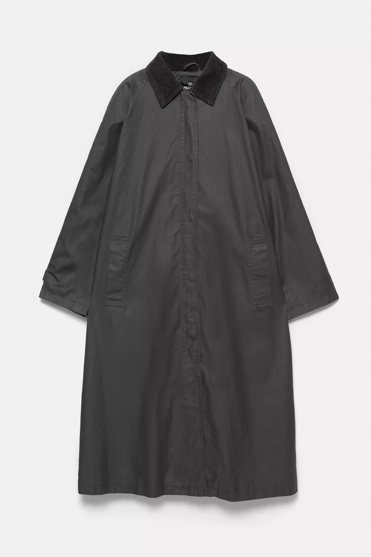 Gabardina encerada cuello pana.