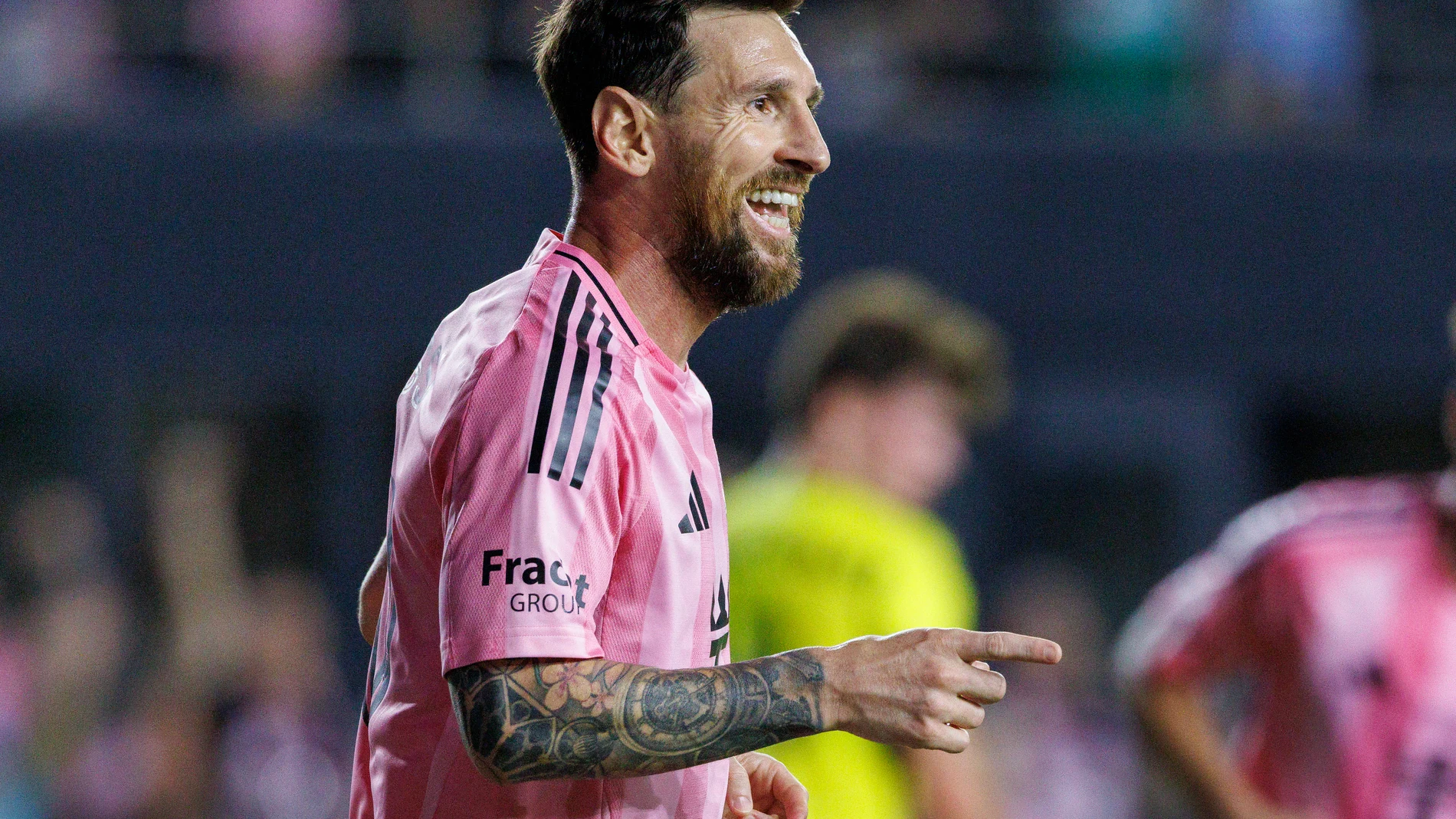 FORT LAUDERDALE (United States), 25/10/2025.- Inter Miami CF Forward Lionel Messi celebrates his goal during the MLS soccer match between Inter Miami CF and Nashville SC at Chase Stadium in Fort Lauderdale, Florida, USA, 24 October 2025. Inter Miami CF is hosting Nashville SC in Game 1 of the Audi MLS Cup Playoffs Round One Best-of-3 series. EFE/EPA/CRISTOBAL HERRERA-ULASHKEVICH
