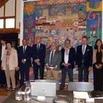 El consejero de Cultura, Turismo y Deporte, Gonzalo Santonja, el presidente de la Diputación, Gerardo Álvarez Courel y el alcalde de León, José Antonio Diez, participan en la apertura del acto de constitución del Comité de Honor del Año Gaudí 2026