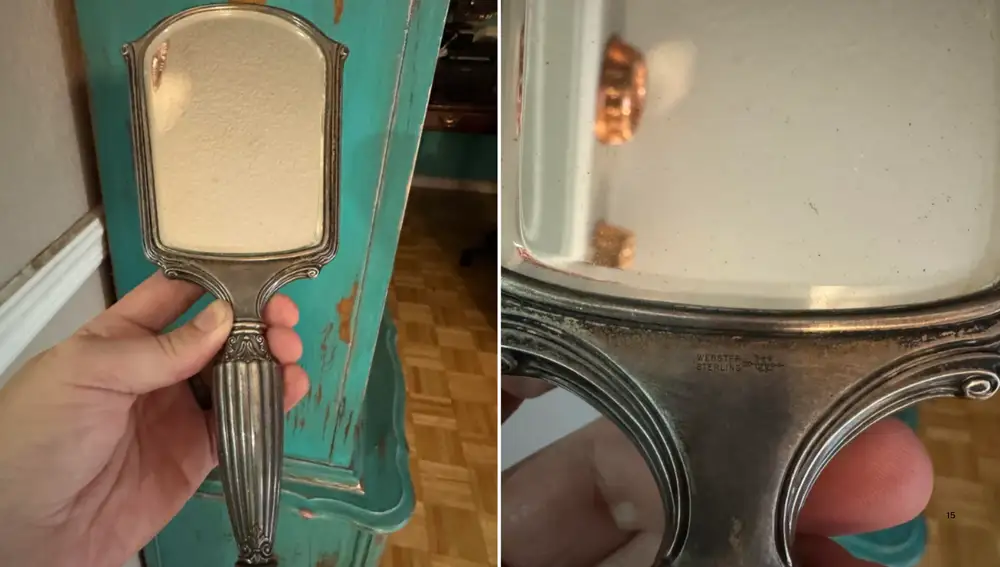 Espejo de plata de una tienda segunda mano