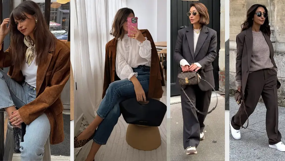 Looks con chaqueta de ante y traje de chaqueta, dos fórmulas básicas que funcionan en cualquier día de otoño.