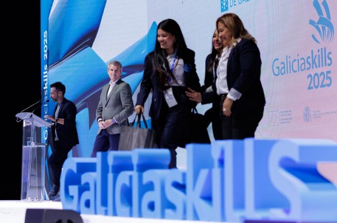 Rueda, hoy, en la entrega de premios del 8º Campeonato Gallego de FP GaliciaSkills 2025.