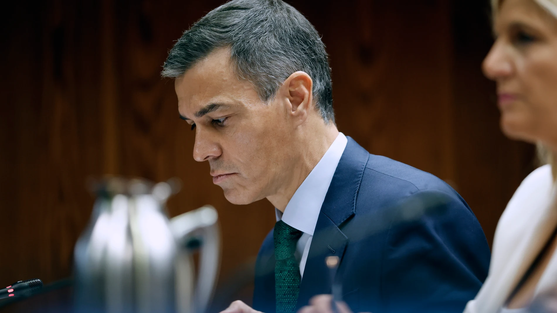MADRID, 30/10/2025.- El presidente del Gobierno, Pedro Sánchez, durante su comparecencia ante la comisión de investigación del caso Koldo, este jueves en el Senado. EFE/Mariscal