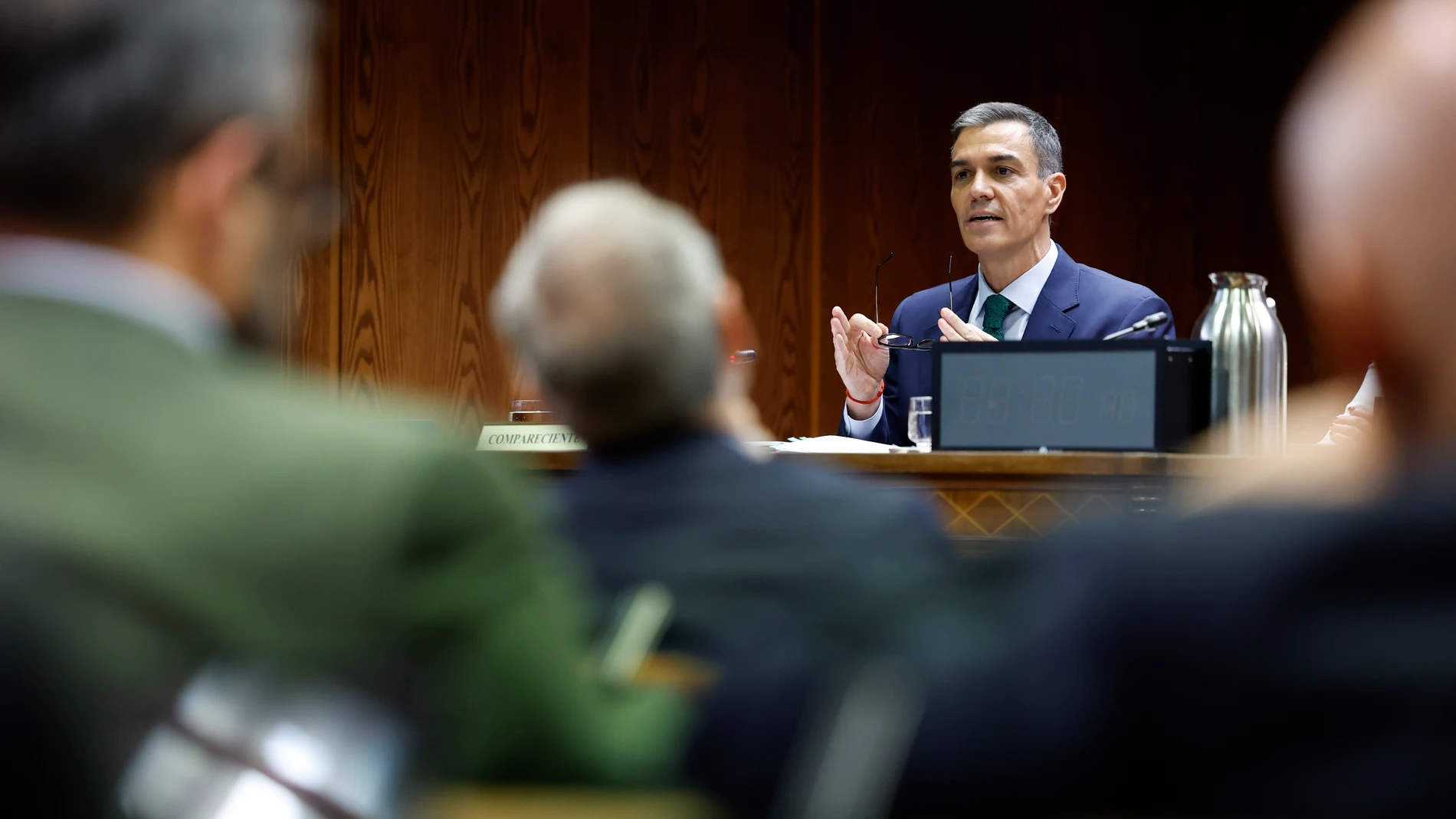 MADRID, 30/10/2025.- El presidente del Gobierno, Pedro Sánchez, comparece este jueves ante la comisión de investigación del caso Koldo en el Senado. EFE/Mariscal