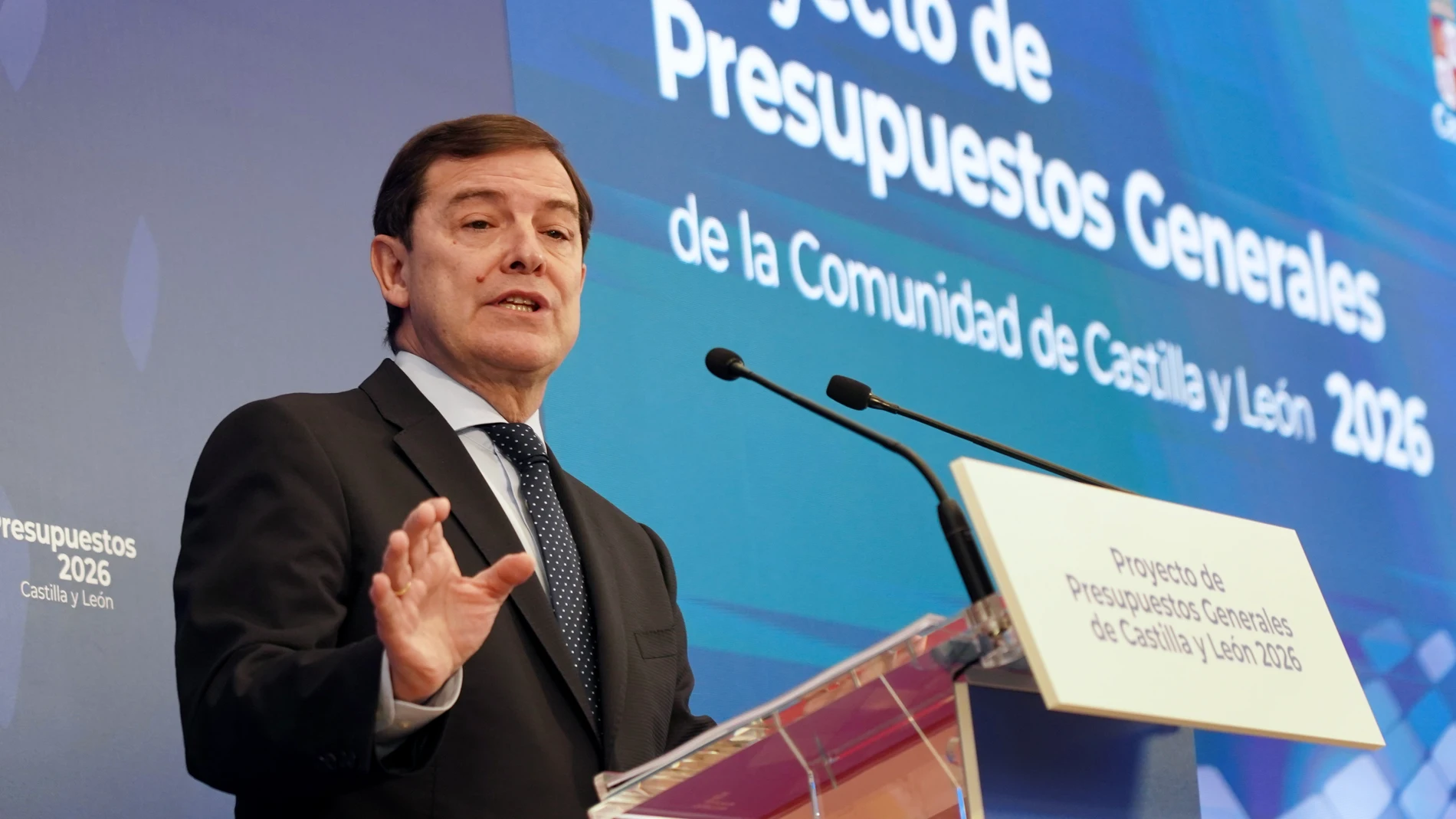 Fernández Mañueco durante la presentación de las Cortes de Castilla y León