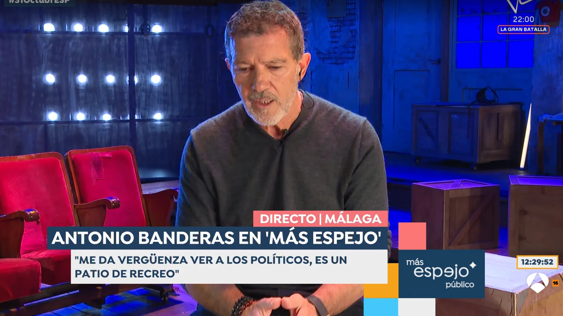 Antonio Banderas, durante su entrevista en el programa 'Espejo Público' de Antena 3.