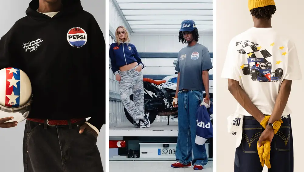 Detalles racing y siluetas amplias marcan el tono de la colección Pepsi x Gods Brand.