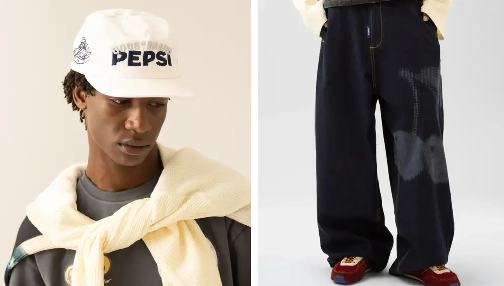Detalles de las prendas de la cápsula Pepsi x Gods Brand, con guiños al nuevo sabor Cherry y a la estética del motor.