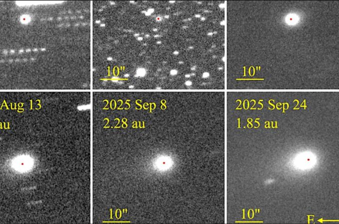 Cambios en la cola de 3I/ATLAS cambia a lo largo de cuatro meses. Cambios en la cola de 3I/ATLAS cambia a lo largo de cuatro meses.