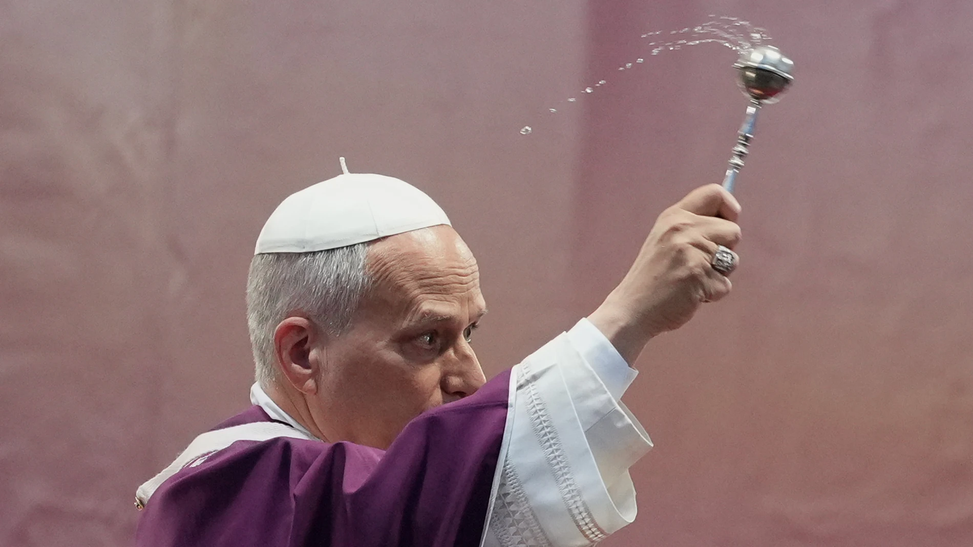 Pope Leo XIV presides over Mass on All Souls' Day inside the Verano Monumental Cemetery in Rome, Sunday, Nov. 2, 2025. (AP Photo/Andrew Medichini)