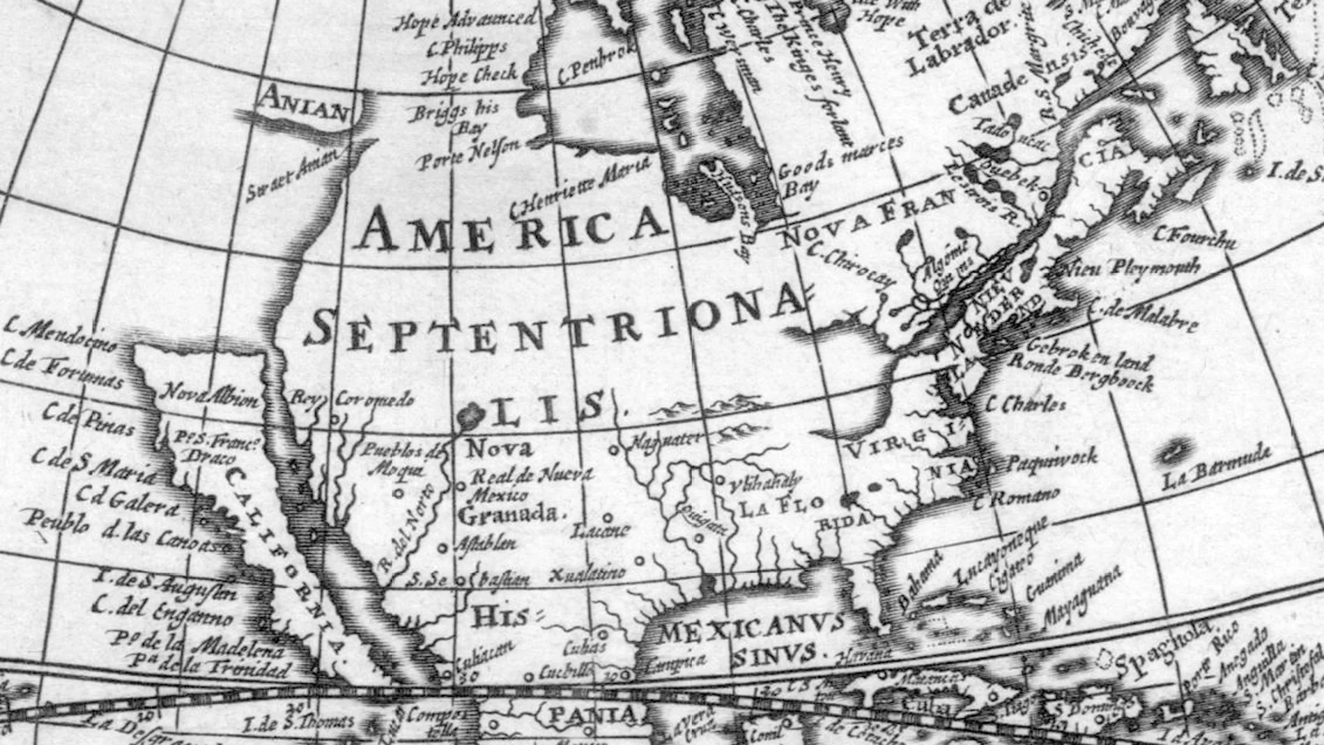 Mapa del estrecho de Anián (futuro paso de Bering) del siglo XVII