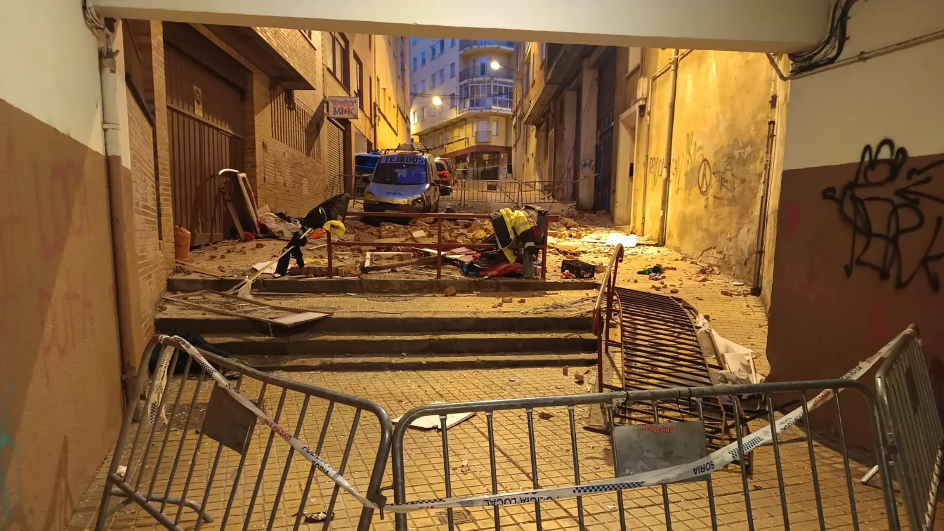 Edificio de la Calle Dioego Acebes en Soria tras la explosión