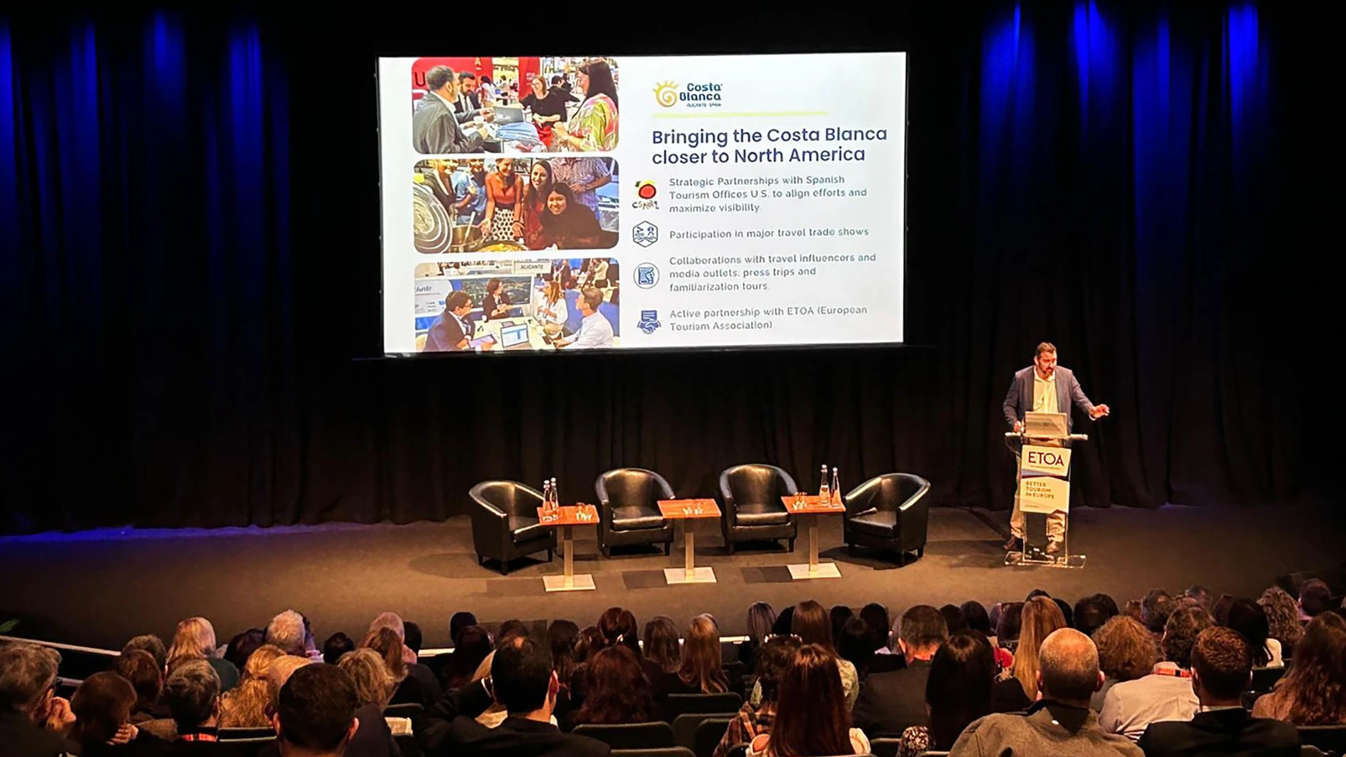 El presidente del Patronato de Turismo Costa Blanca, José Mancebo, en la feria World Trade Market de Londres