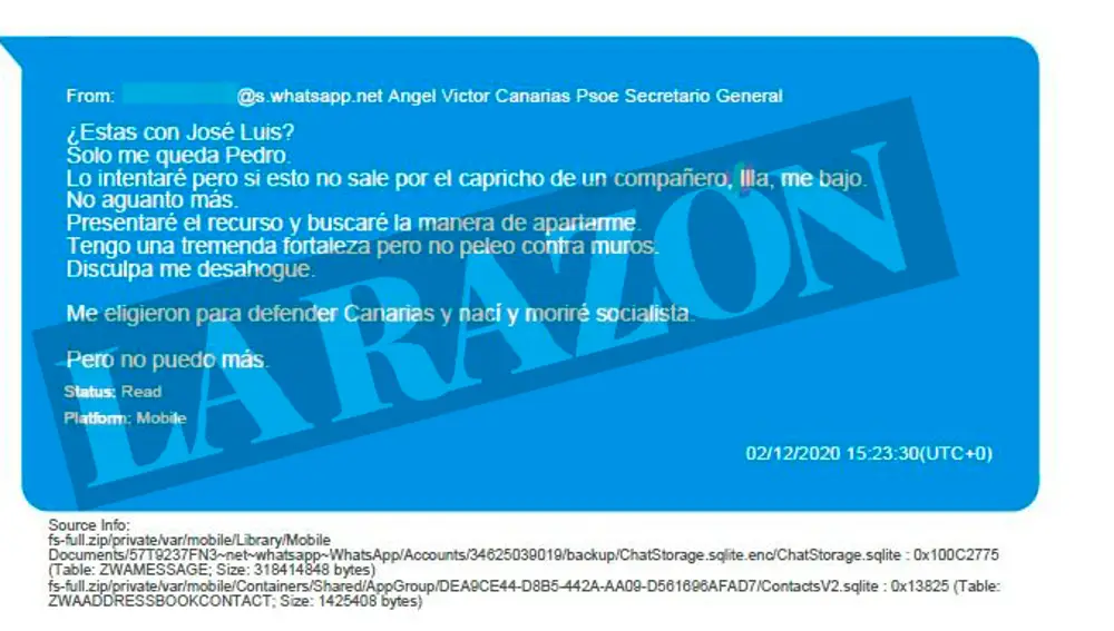 Mensaje entre Koldo y Torres