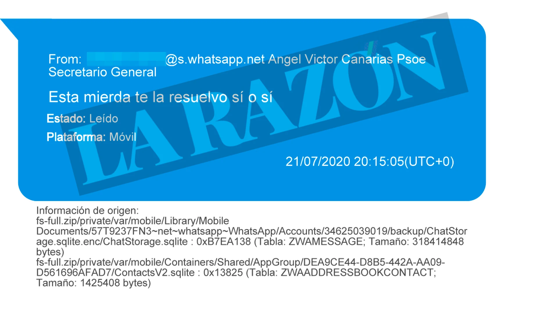 Mensaje entre Koldo y Torres