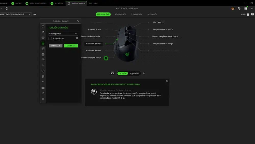 Personaliza los botones del Razer Basilisk Mobile desde Synapse 4